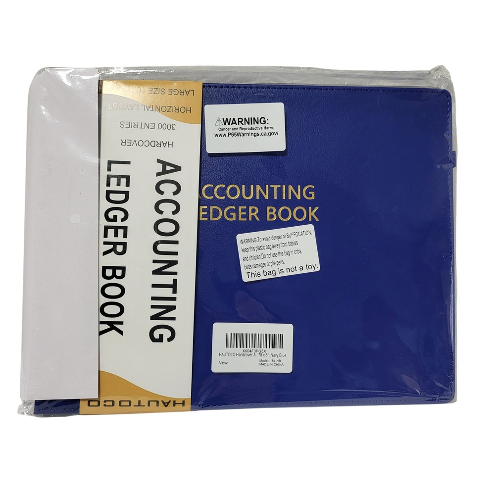 HAUTOCO Accounting Ledger Book Hardcover Large 10.78 x 8 Navy Blue 3000 Entries
